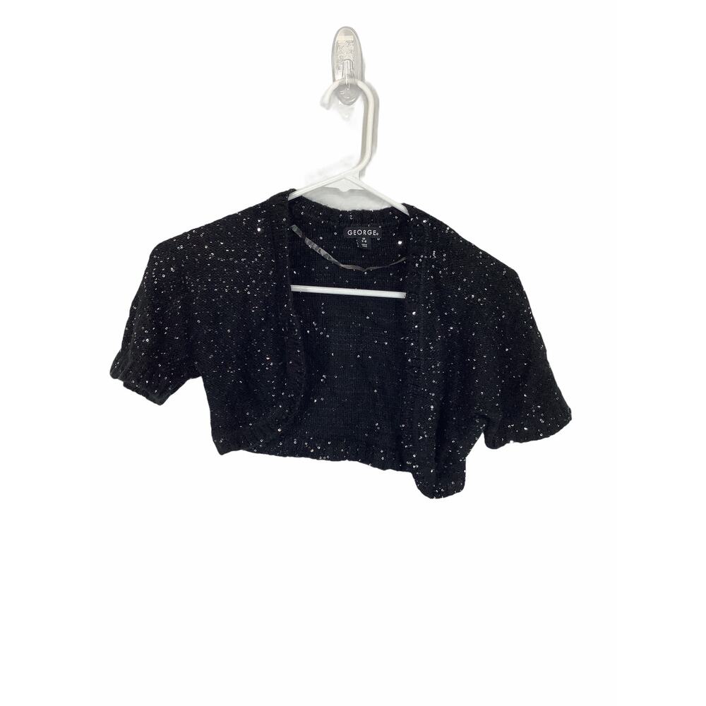 George Sequined Black Shrug Sweater Medium 7-8